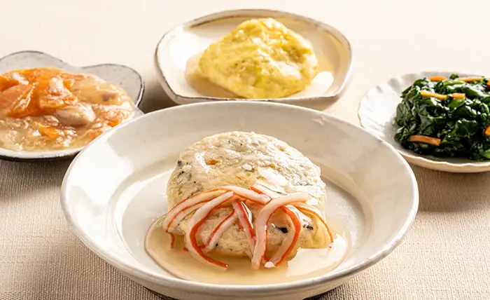 豆腐ハンバーグのかにかまあんかけ