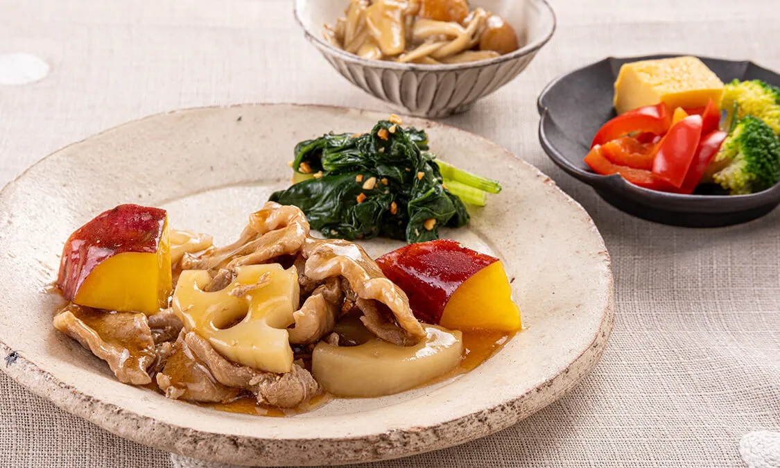 さつま芋と豚肉のてりてり煮