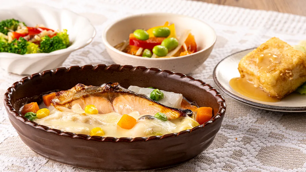鮭と野菜のクリームグラタン