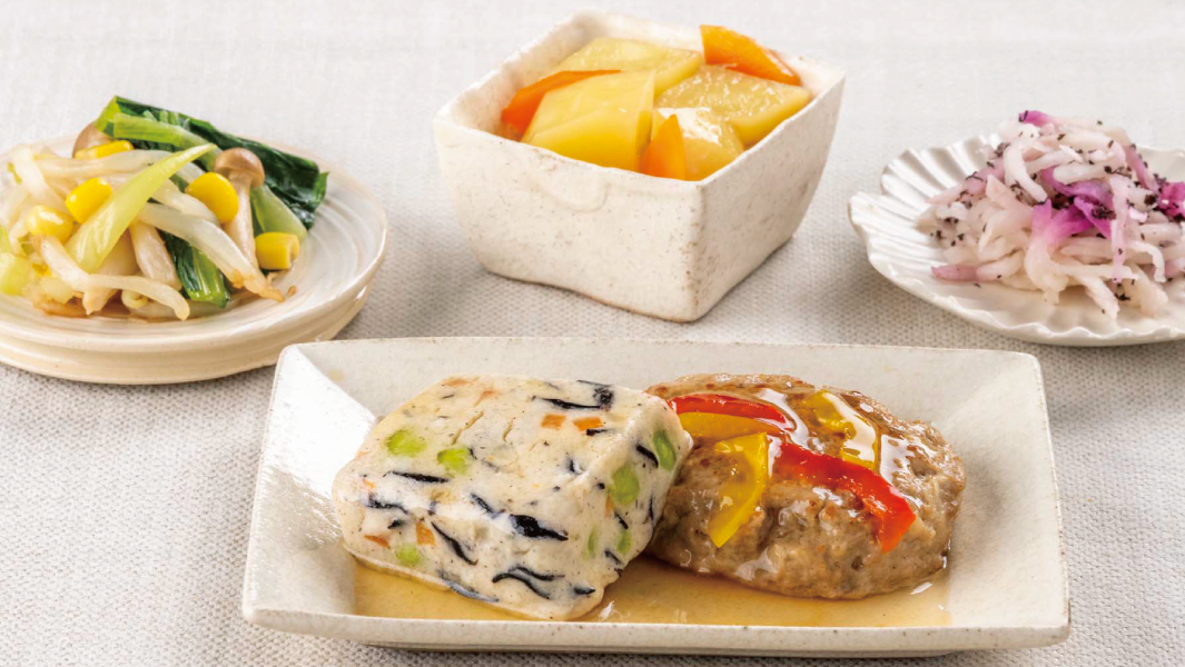 ひじきと野菜の豆腐揚げ&ハンバーグ