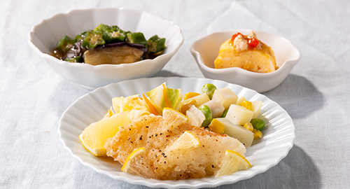 味噌だれつくねの冬野菜添え
