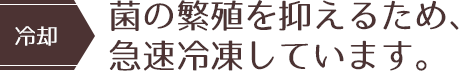 【冷却】菌の繁殖を抑えるため、急速冷凍しています。